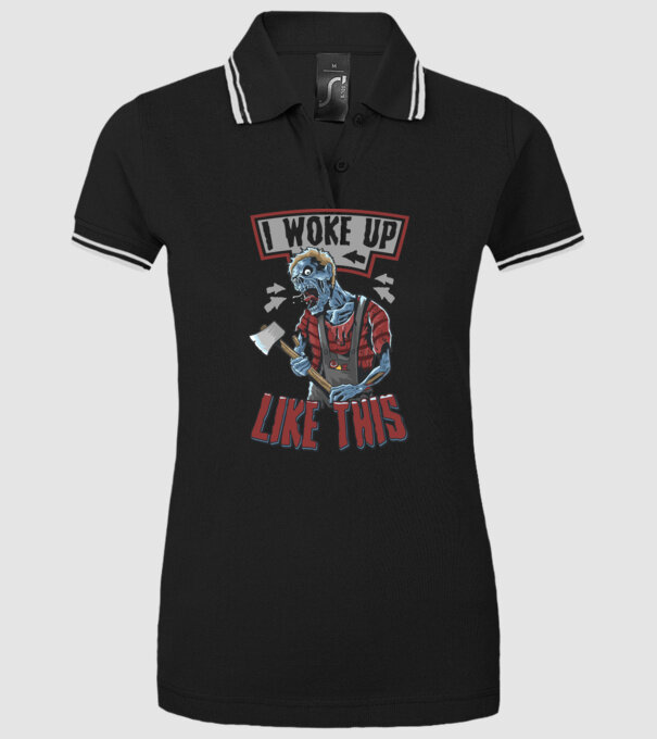 I woke up like this model negru pe tricou