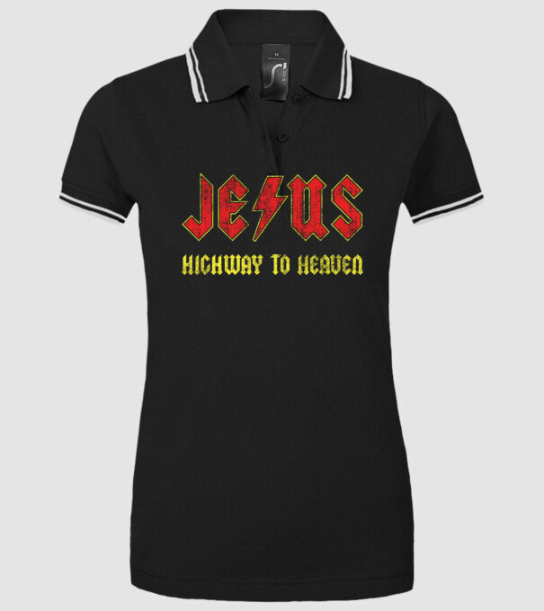 JESUS HIGHWAY TO HEAVEN model negru pe tricou