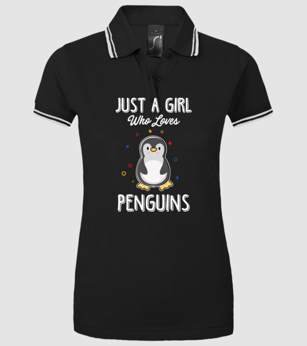 Just a girl who loves Penguins white model negru pe tricou