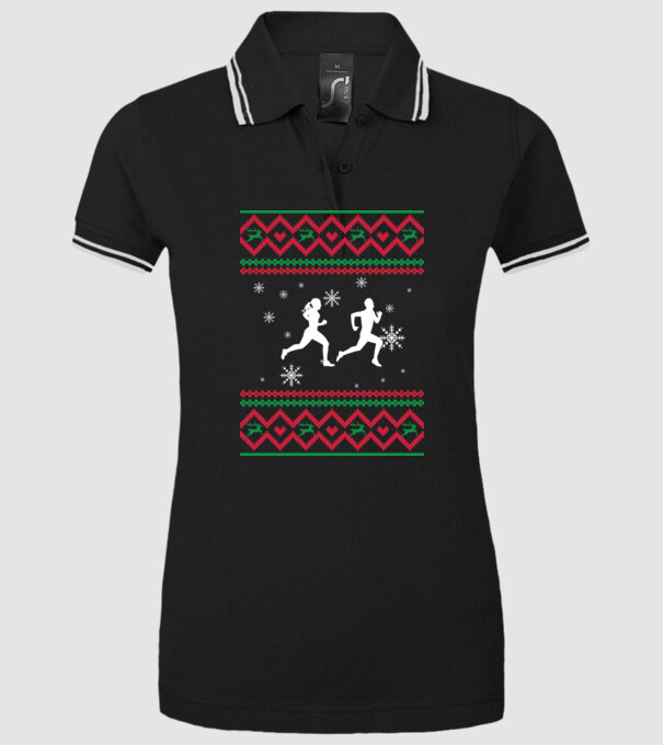 Model tricotat de Crăciun - alergători model negru pe tricou