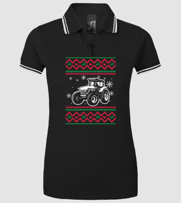 Model tricotat de Crăciun - tractorist model negru pe tricou