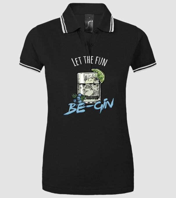 Let the fun be gin model negru pe tricou