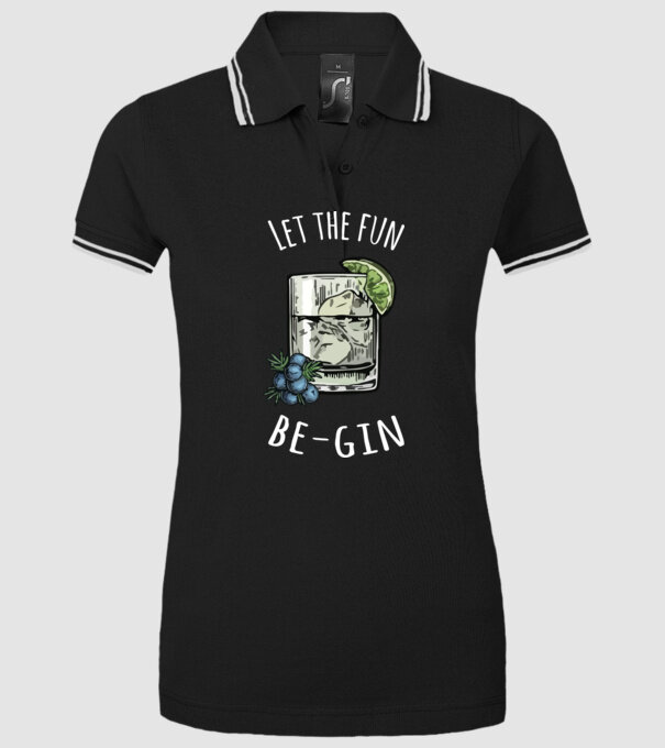 Let the fun be gin model negru pe tricou