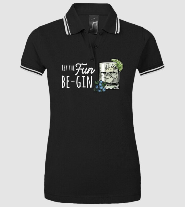 Let the fun be gin model negru pe tricou