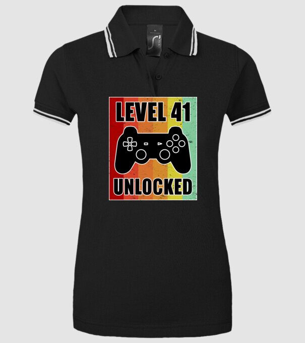 level 41 unlocked retro gamer model negru pe tricou