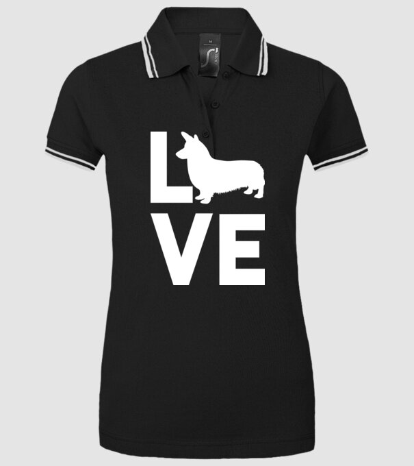 LOVE Corgie model negru pe tricou