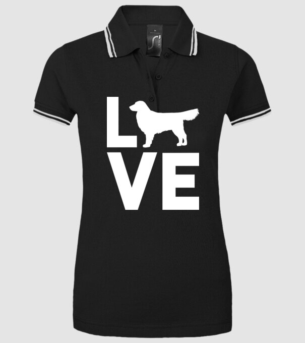 LOVE Golden Retriever model negru pe tricou