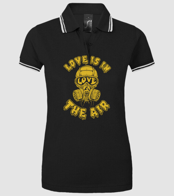 Love is in the air yellow model negru pe tricou