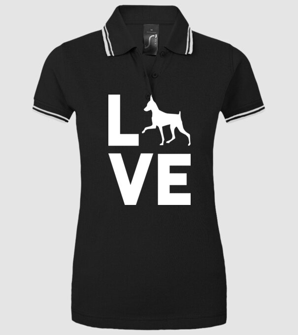 LOVE Pinscher model negru pe tricou