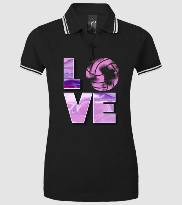 Love volleyball model negru pe tricou