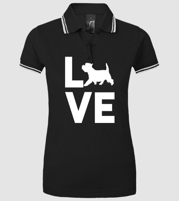 LOVE Westie model negru pe tricou
