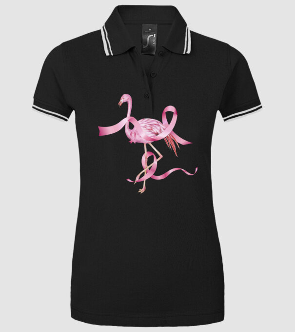 Împotriva Cancerului de sân flamingo model negru pe tricou