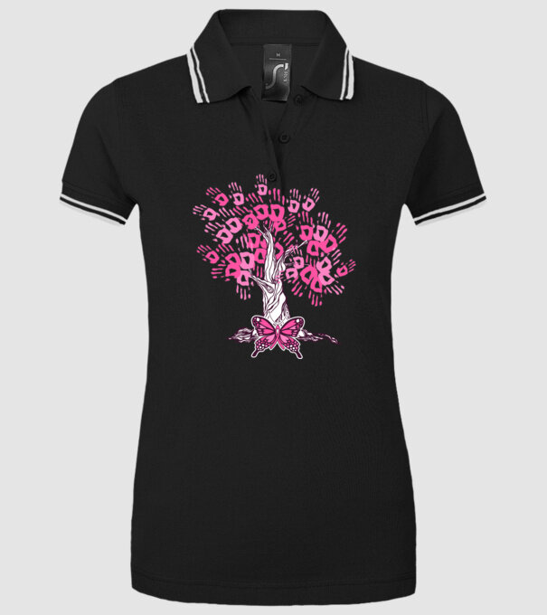 Copac cu fluture lupta împotriva cancerului de sân model negru pe tricou