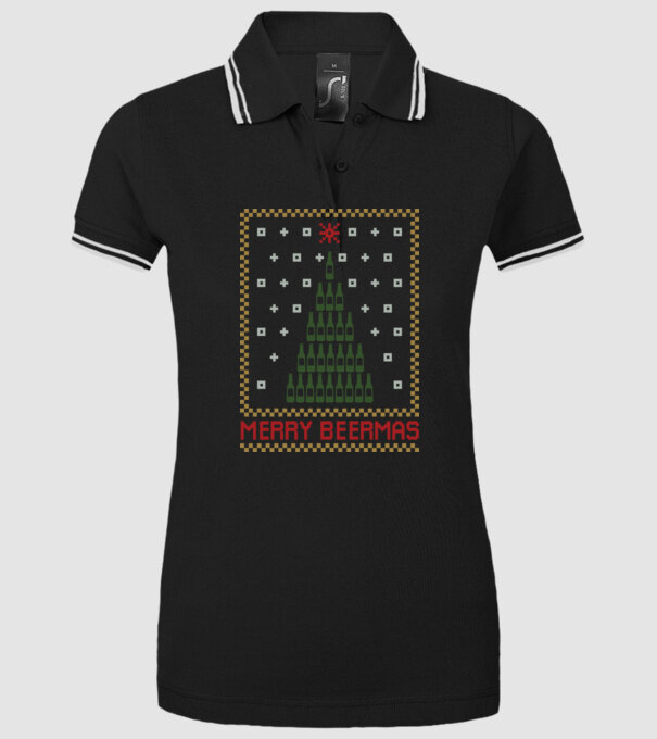 Merry Beermas model negru pe tricou
