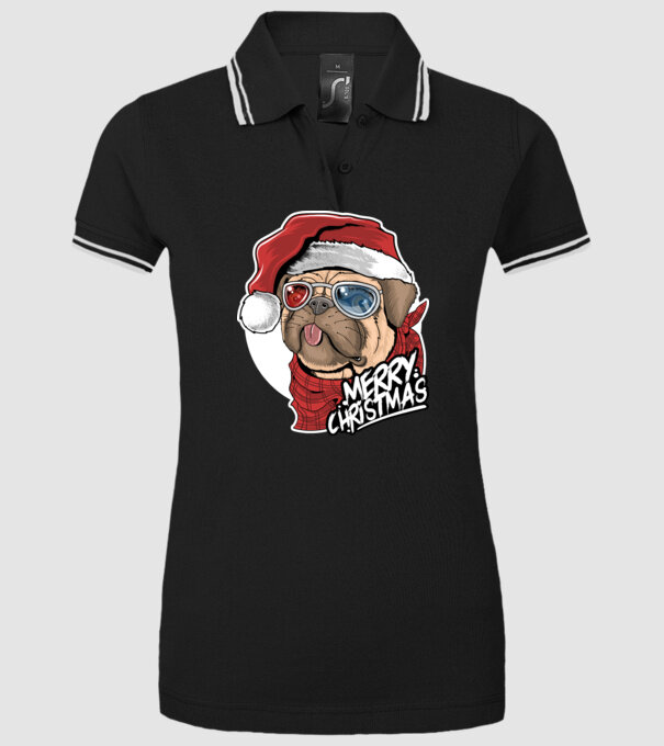 Merry Christmas Mopsz model negru pe tricou