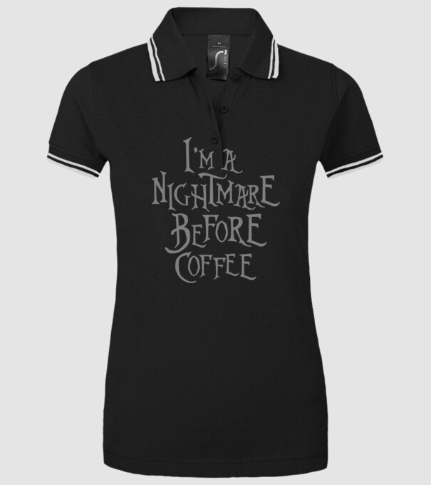 Nightmare before coffee model negru pe tricou