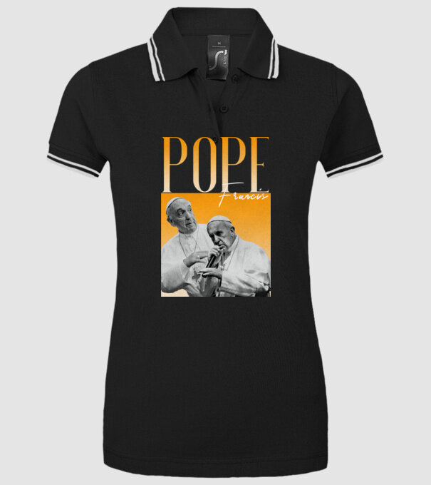 Pope Frances 90s poster model negru pe tricou
