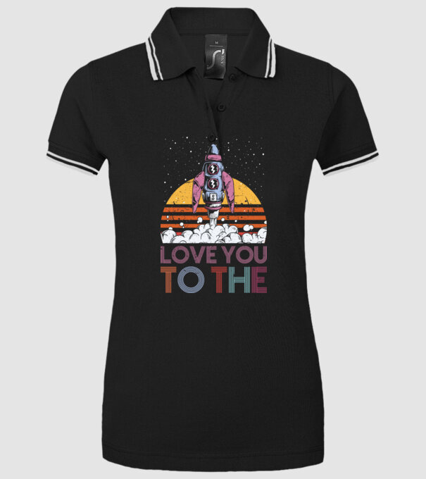 Retro vintage love you to the moon and back ROCKET model negru pe tricou