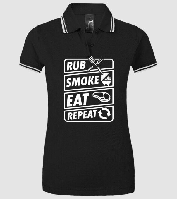 Rub Smoke Eat Repeat model negru pe tricou