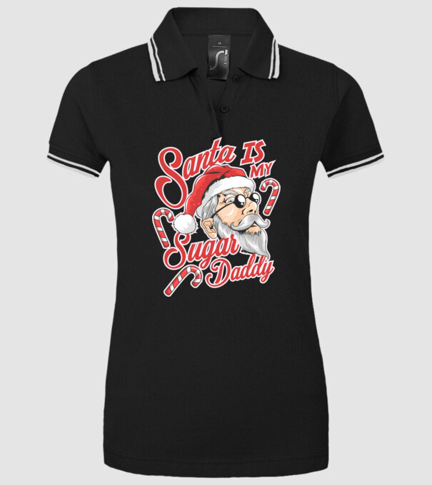 Santa is my sugar daddy model negru pe tricou