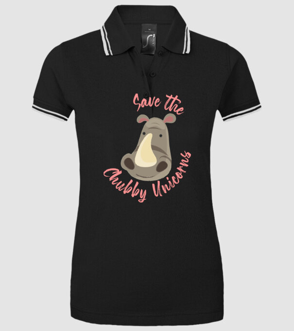Save the chubby unicorns model negru pe tricou