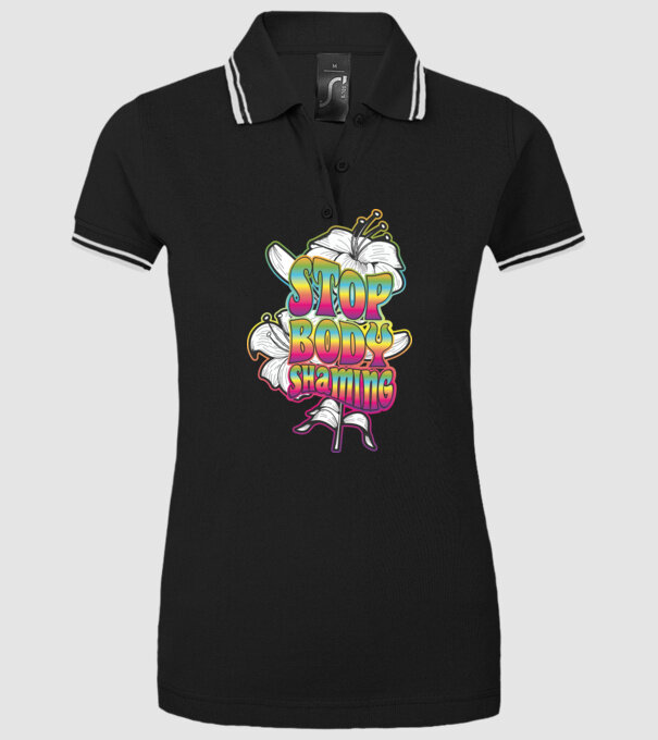 Stop body shaming lily model negru pe tricou