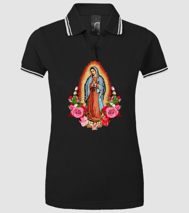 Fecioara Maria model negru pe tricou