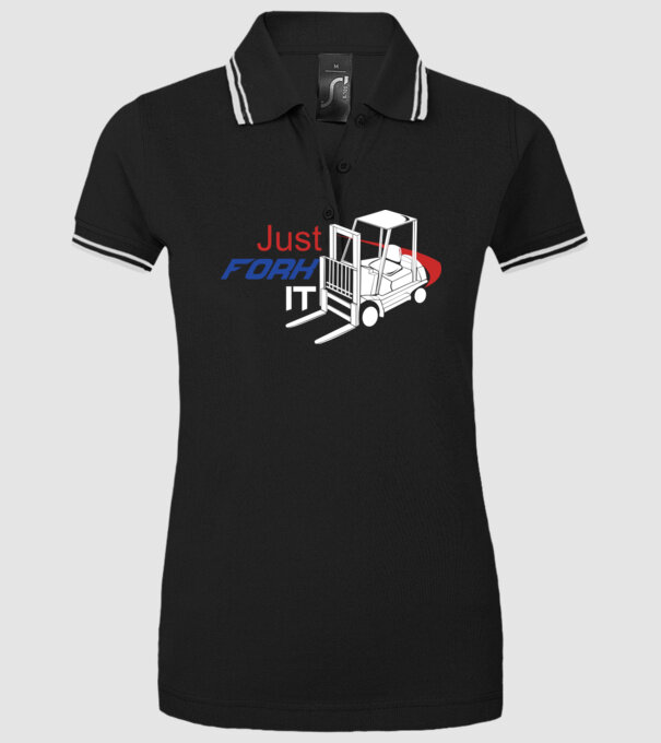Targonca Just Fork It model negru pe tricou