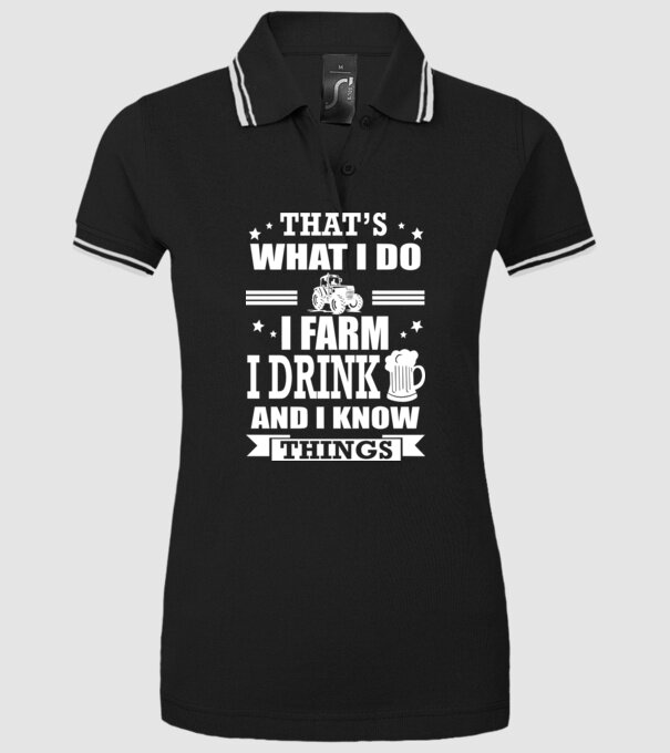 'That''s what I do, I farm, I drink' model negru pe tricou