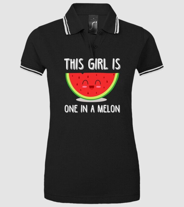 This girl is one in a melon white model negru pe tricou