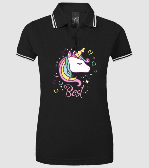 Unicorn Best model negru pe tricou
