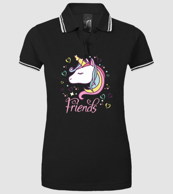 Unicorn Friend model negru pe tricou