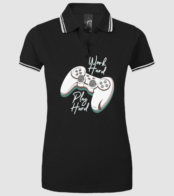 Work hard play hard model negru pe tricou