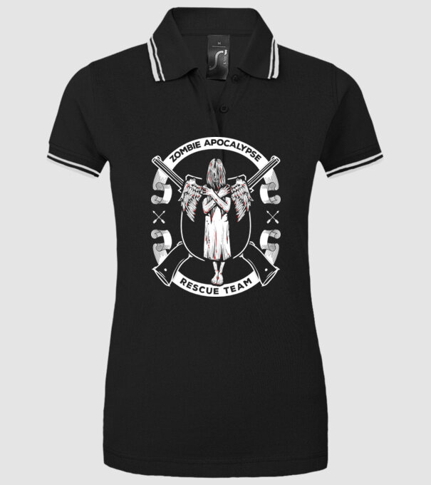Zombie apocalypse rescue team angel model negru pe tricou