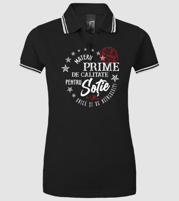 00_Materii prime de calitate pentru soție model negru pe tricou