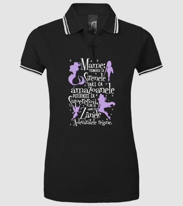 Mame: frumoase ca sirenele, tari ca amazoanele, puternice ca supereroii, pline de farmec ca zânele. Mame: frumoase ca sirenele,  model negru pe tricou