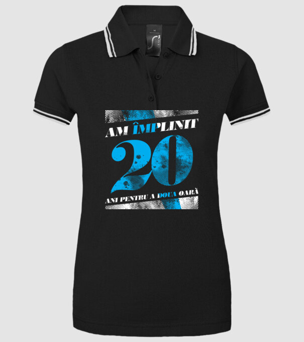 Am împlinit 20 ani pentru a doua oară model negru pe tricou