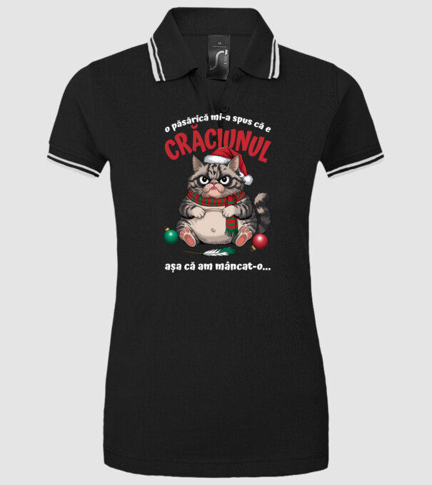 Am mâncat pasărea Crăciun pisică Negru model negru pe tricou