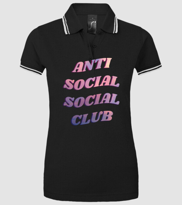 Anti social social club pink model negru pe tricou