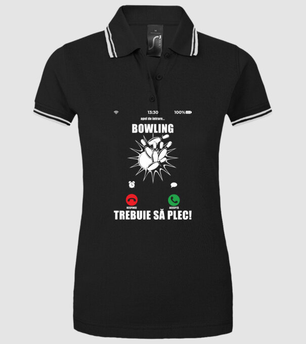 apel de intrare - bowling - respinge - acceptă - TREBUIE SĂ PLEC! model negru pe tricou