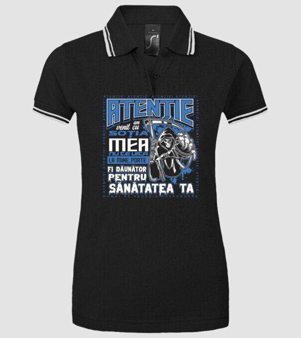 Atenție Am venit cu soția mea model negru pe tricou
