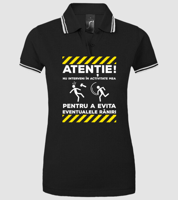 atenție! nu interveni în activitatea mea pentru a evita eventualele răniri model negru pe tricou