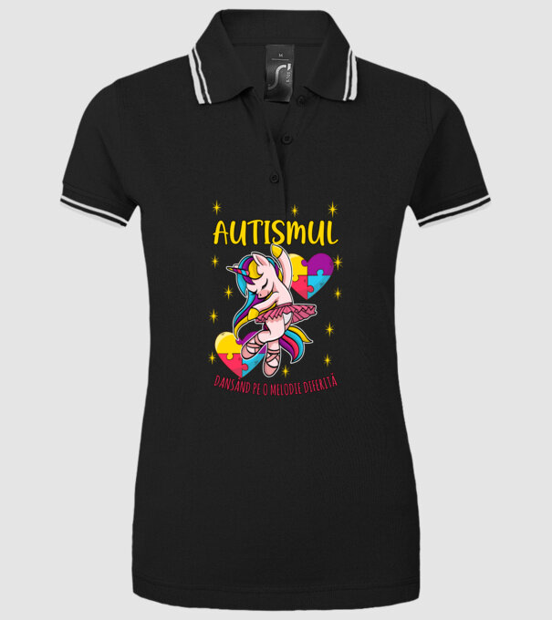 Autismul, dansând pe o melodie diferită model negru pe tricou