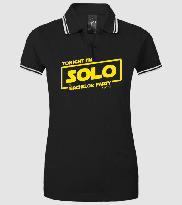 Bachelor Party Solo model negru pe tricou