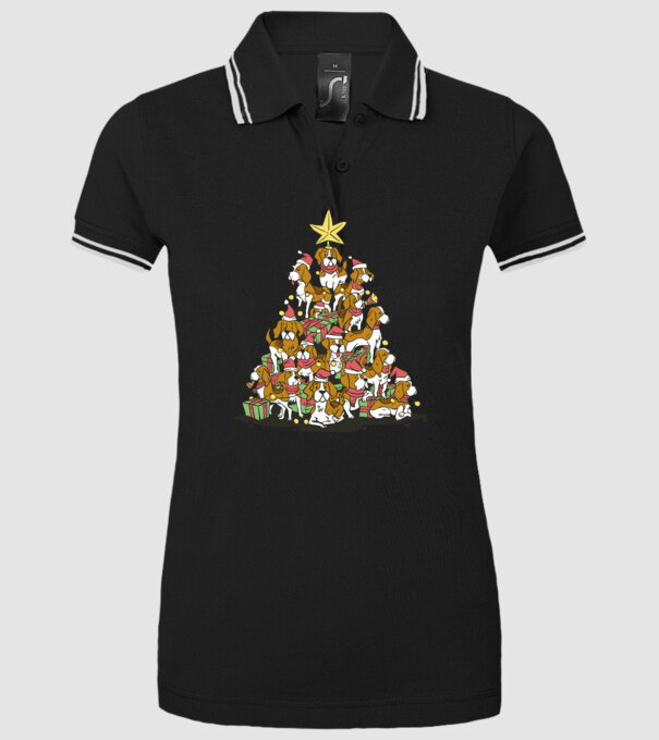 beagle christmas tree model negru pe tricou