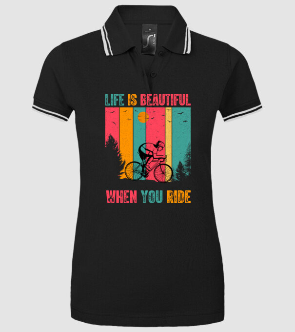 Beautiful ride model negru pe tricou