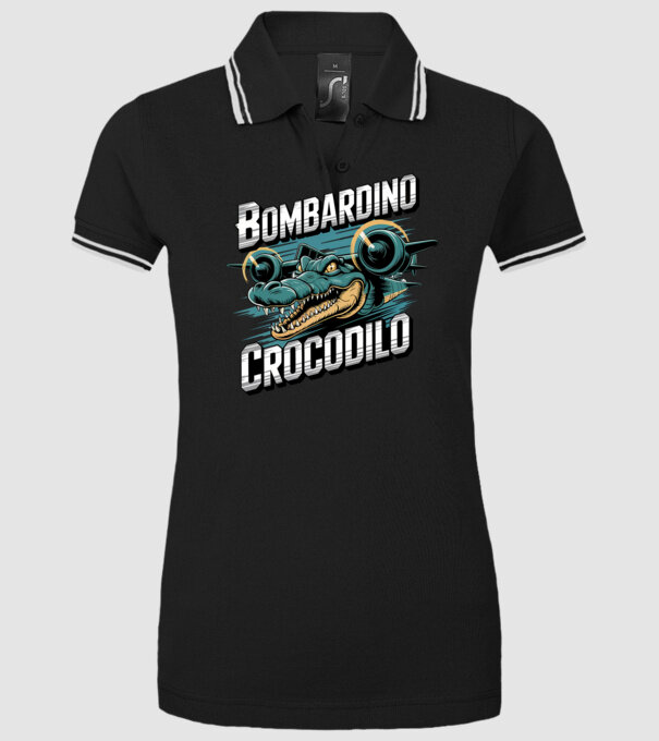 Bombardino Crocodilo 2 model negru pe tricou