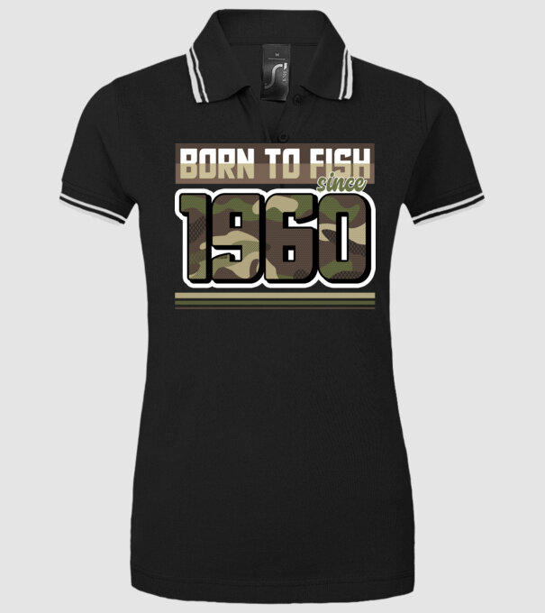 Born to fish since 1960 model negru pe tricou