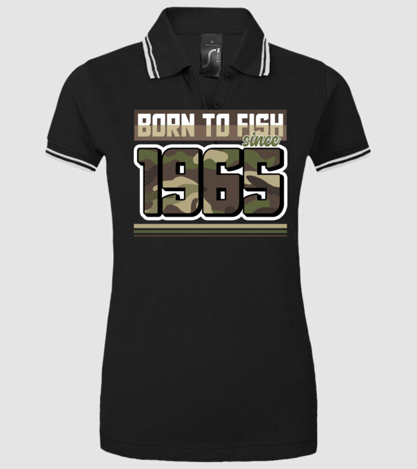 Born to fish since 1965 model negru pe tricou