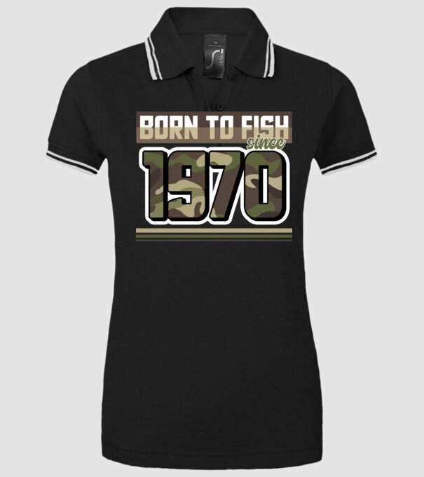 Born to fish since 1970 model negru pe tricou